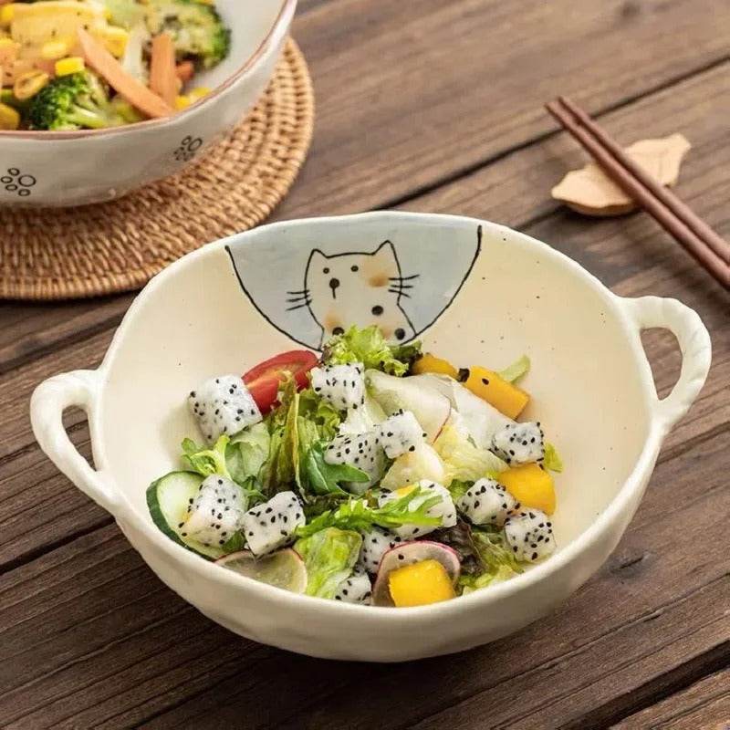 Double-ear Bowl Soup Bowl Household - Mubimart