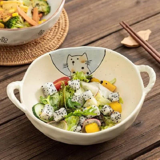 Double-ear Bowl Soup Bowl Household - Mubimart