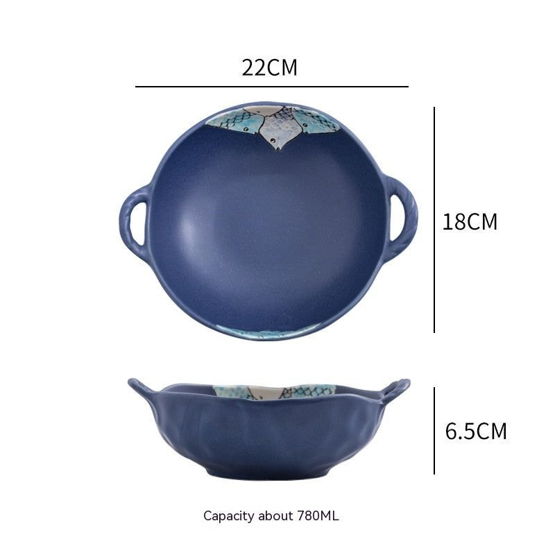 Double-ear Bowl Soup Bowl Household - Mubimart -  