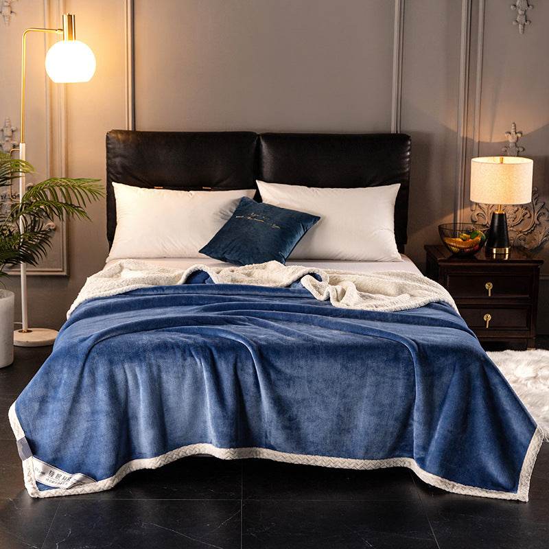 Double fleece blanket fleece blanket thick fleece blanket - Mubimart