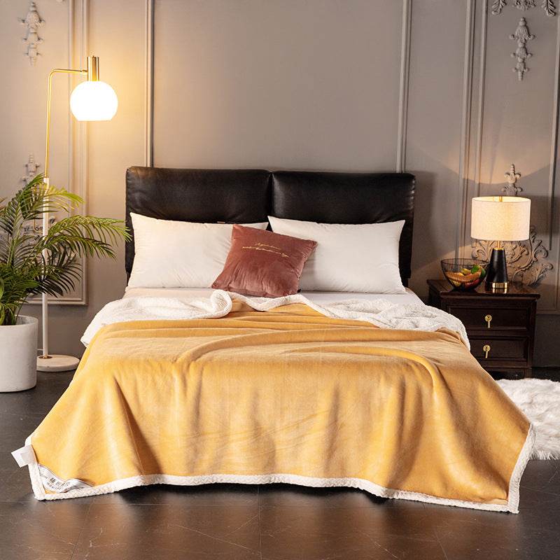 Double fleece blanket fleece blanket thick fleece blanket - Mubimart