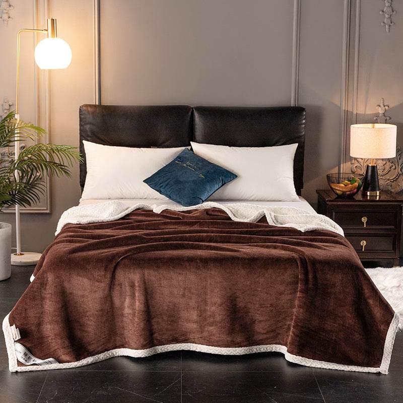 Double fleece blanket fleece blanket thick fleece blanket - Mubimart