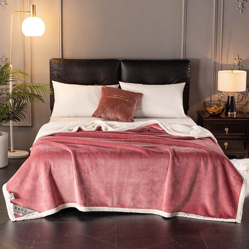 Double fleece blanket fleece blanket thick fleece blanket - Mubimart