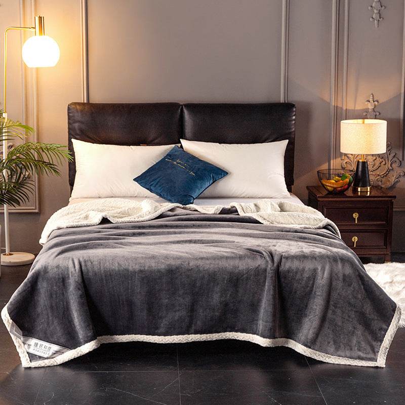 Double fleece blanket fleece blanket thick fleece blanket - Mubimart