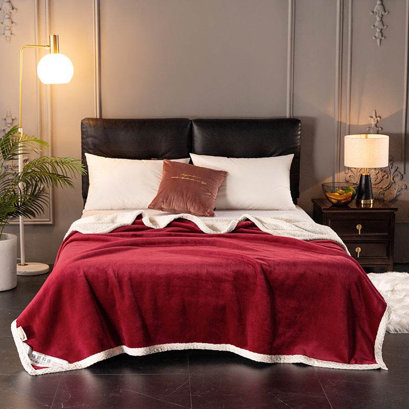 Double fleece blanket fleece blanket thick fleece blanket - Mubimart
