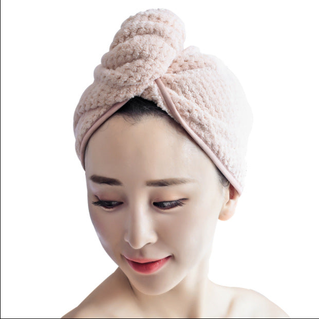 Dry Hair Cap super Absorbent Coral Fleece Dry Hair Towel Absorbent Towel Shower Cap Wiping Head Quick-drying Towel Wrap turban shower cap - Mubimart -  