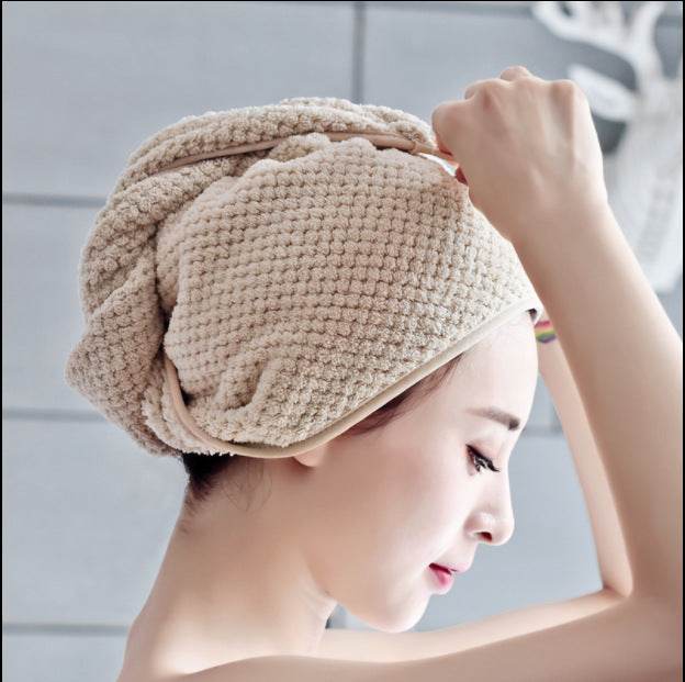 Dry Hair Cap super Absorbent Coral Fleece Dry Hair Towel Absorbent Towel Shower Cap Wiping Head Quick-drying Towel Wrap turban shower cap - Mubimart