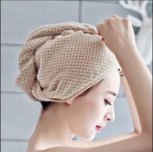 Dry Hair Cap super Absorbent Coral Fleece Dry Hair Towel Absorbent Towel Shower Cap Wiping Head Quick-drying Towel Wrap turban shower cap - Mubimart