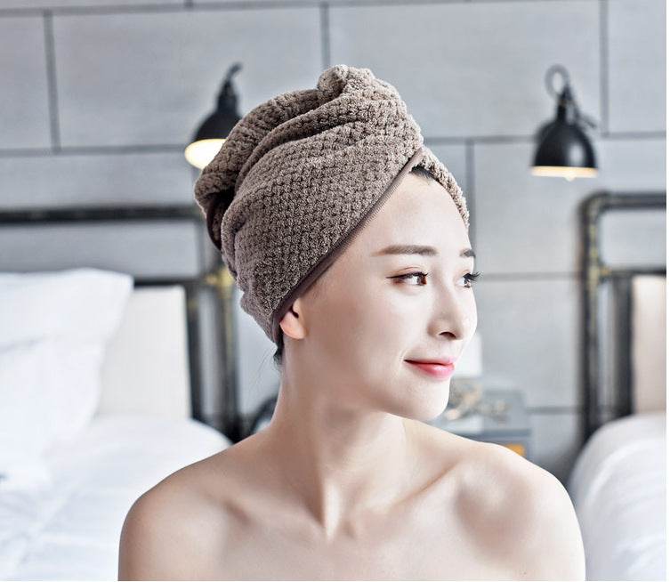 Dry Hair Cap super Absorbent Coral Fleece Dry Hair Towel Absorbent Towel Shower Cap Wiping Head Quick-drying Towel Wrap turban shower cap - Mubimart
