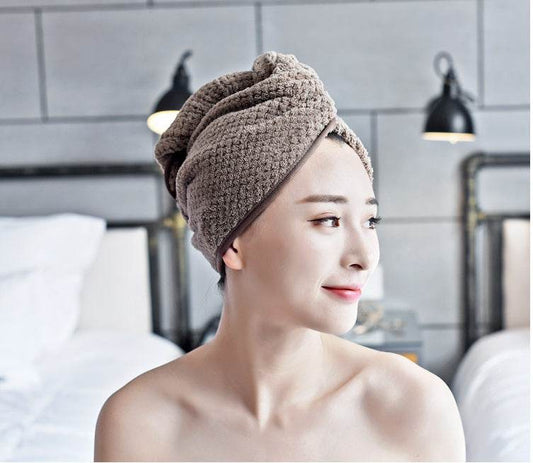 Dry Hair Cap super Absorbent Coral Fleece Dry Hair Towel Absorbent Towel Shower Cap Wiping Head Quick-drying Towel Wrap turban shower cap - Mubimart