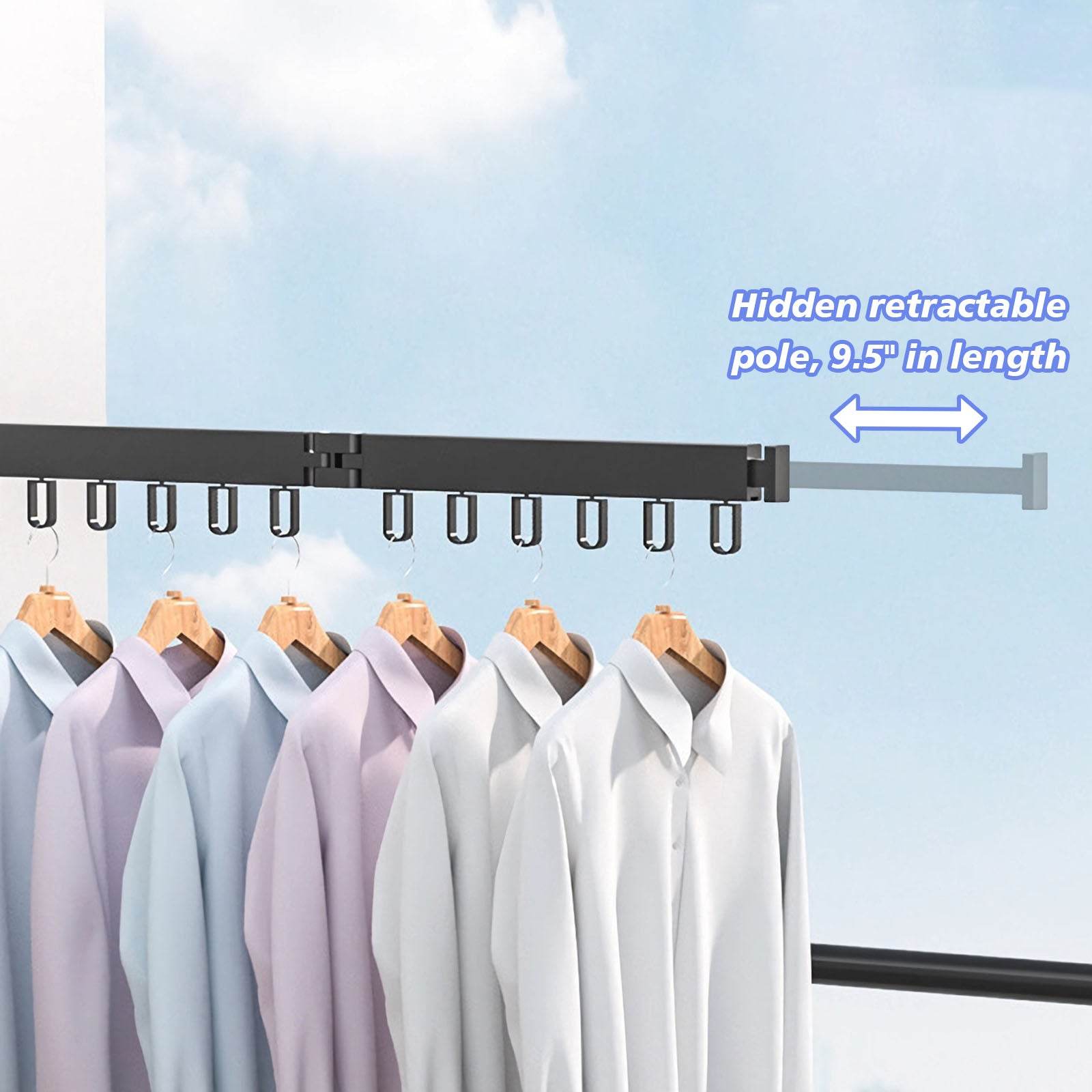 Drying Rack Clothing Wall Mounted, Clothes Drying Rack, Retractable Clothesline Indoor, Laundry Room Organization, Space-Saver, Collapsible Clothes Hanging Rack - Mubimart