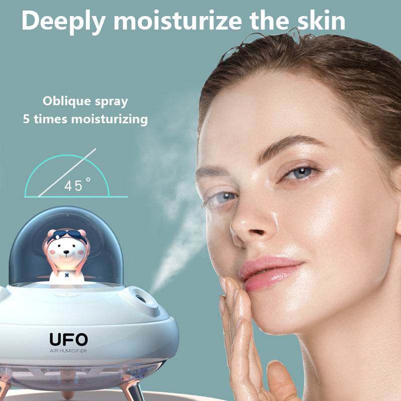 Dual Nozzles Wireless Air Humidifier Ultrasonic USB Mist Maker Fogger Chargeable UFO Cartoon Bear Water Diffuser Humidificador - Mubimart