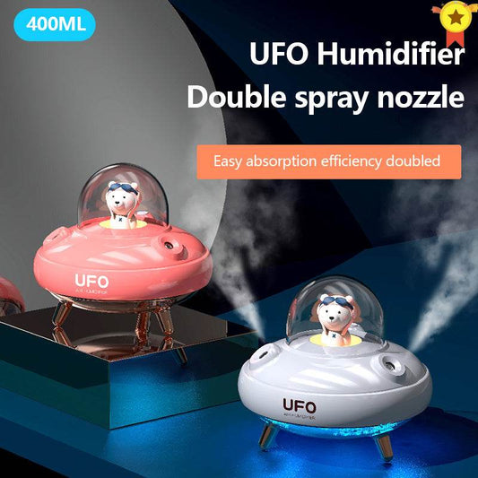 Dual Nozzles Wireless Air Humidifier Ultrasonic USB Mist Maker Fogger Chargeable UFO Cartoon Bear Water Diffuser Humidificador - Mubimart