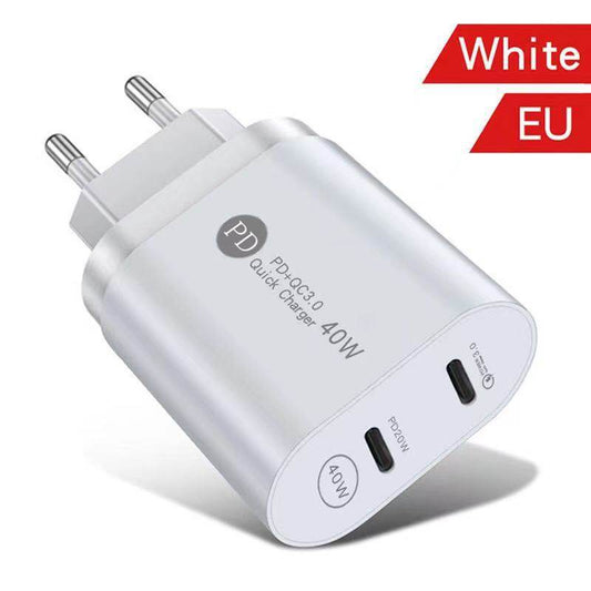 Dual PD 40W Dual TYPE-C Fast Charger - Mubimart