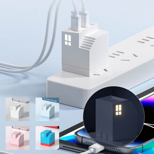 Dual Port Fast Charging Head Type C Charger Dual Power Adapter Wall Charger Box - Mubimart