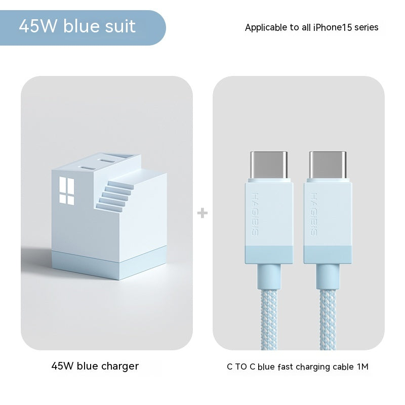 Dual Port Fast Charging Head Type C Charger Dual Power Adapter Wall Charger Box - Mubimart -  