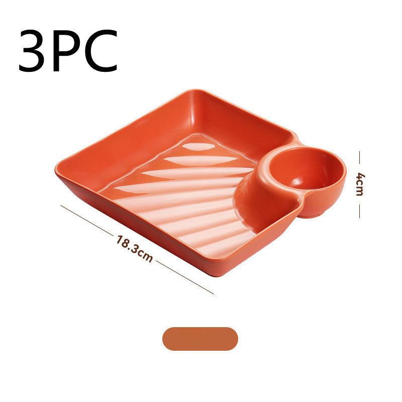 Dumpling Plate With Vinegar Dish Dumpling Plate Dinner Plate Square Plate - Mubimart -  