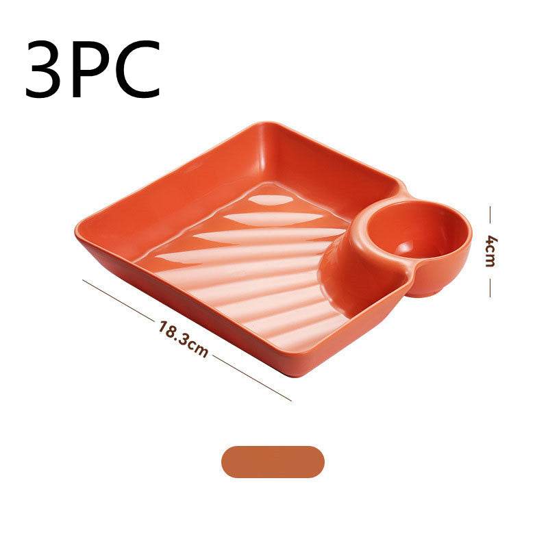Dumpling Plate With Vinegar Dish Dumpling Plate Dinner Plate Square Plate - Mubimart
