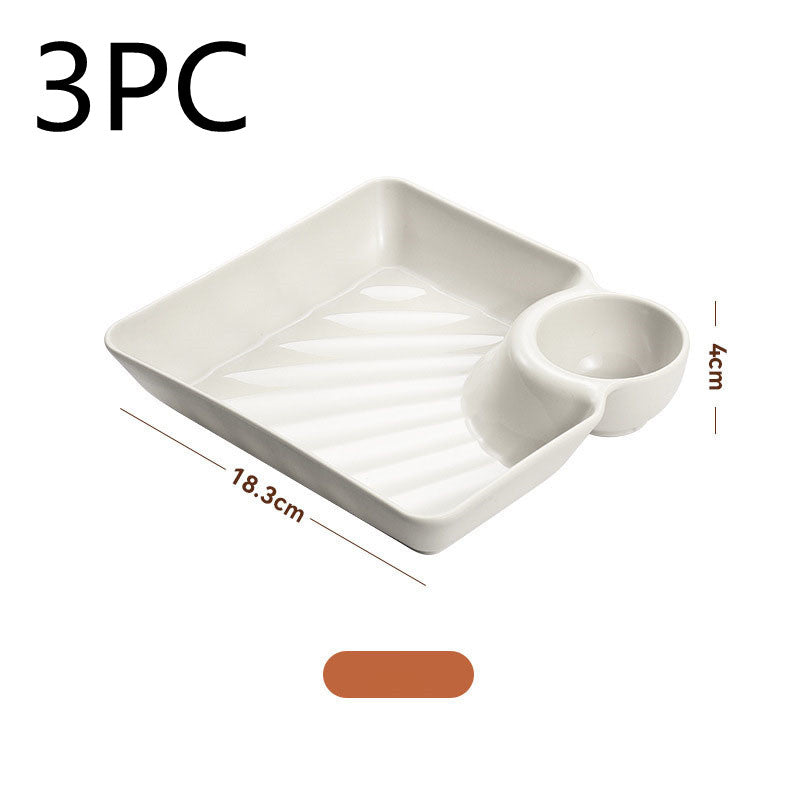 Dumpling Plate With Vinegar Dish Dumpling Plate Dinner Plate Square Plate - Mubimart -  