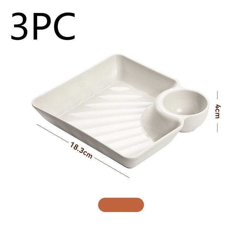 Dumpling Plate With Vinegar Dish Dumpling Plate Dinner Plate Square Plate - Mubimart