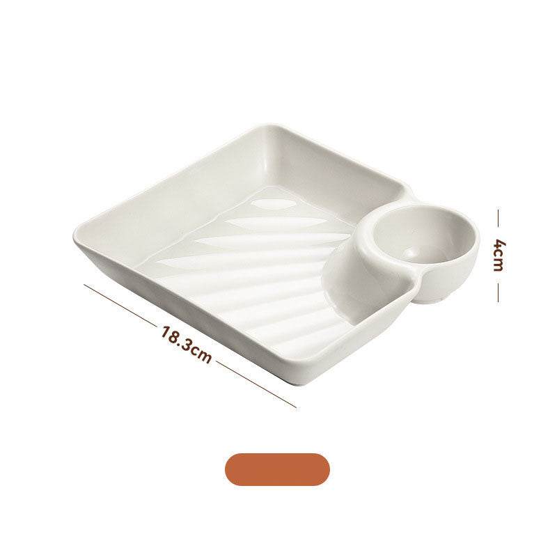 Dumpling Plate With Vinegar Dish Dumpling Plate Dinner Plate Square Plate - Mubimart
