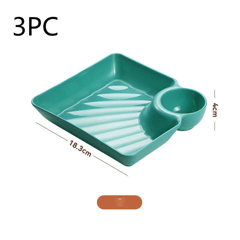Dumpling Plate With Vinegar Dish Dumpling Plate Dinner Plate Square Plate - Mubimart
