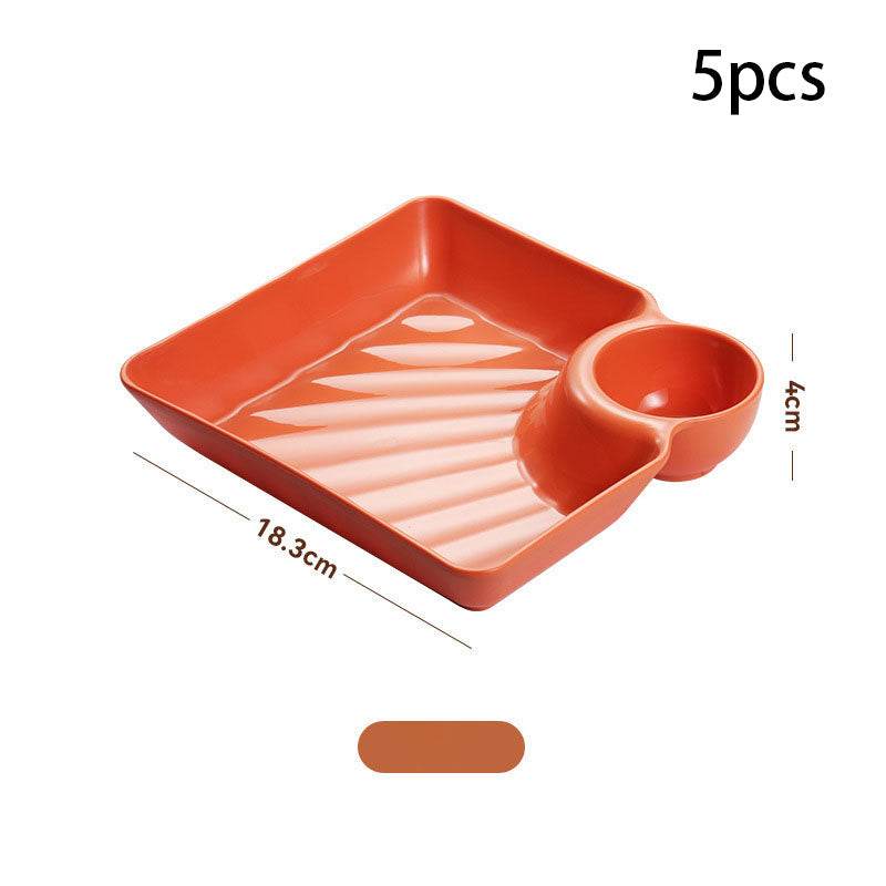 Dumpling Plate With Vinegar Dish Dumpling Plate Dinner Plate Square Plate - Mubimart