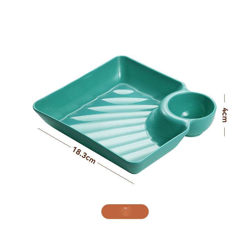 Dumpling Plate With Vinegar Dish Dumpling Plate Dinner Plate Square Plate - Mubimart