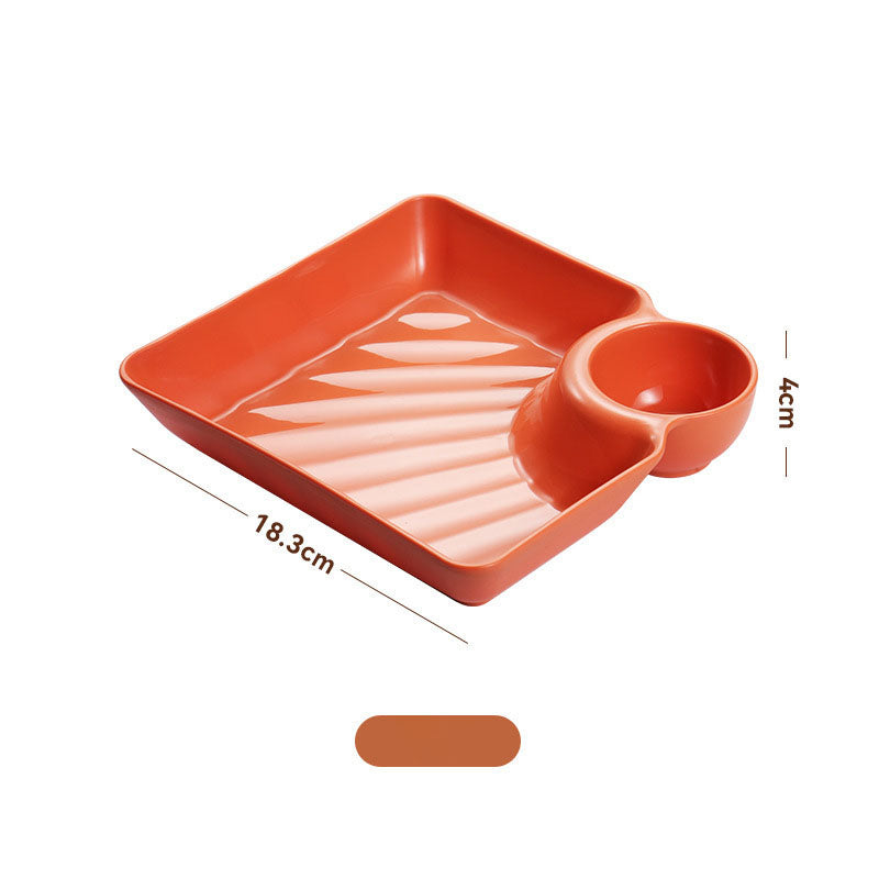 Dumpling Plate With Vinegar Dish Dumpling Plate Dinner Plate Square Plate - Mubimart -  