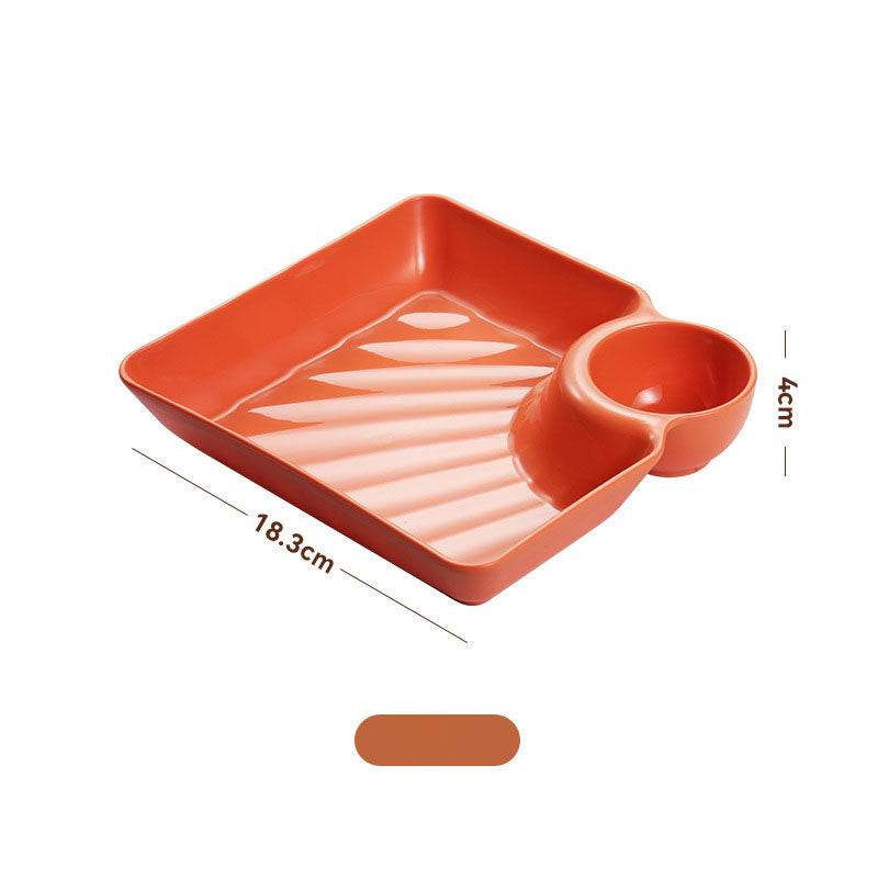Dumpling Plate With Vinegar Dish Dumpling Plate Dinner Plate Square Plate - Mubimart