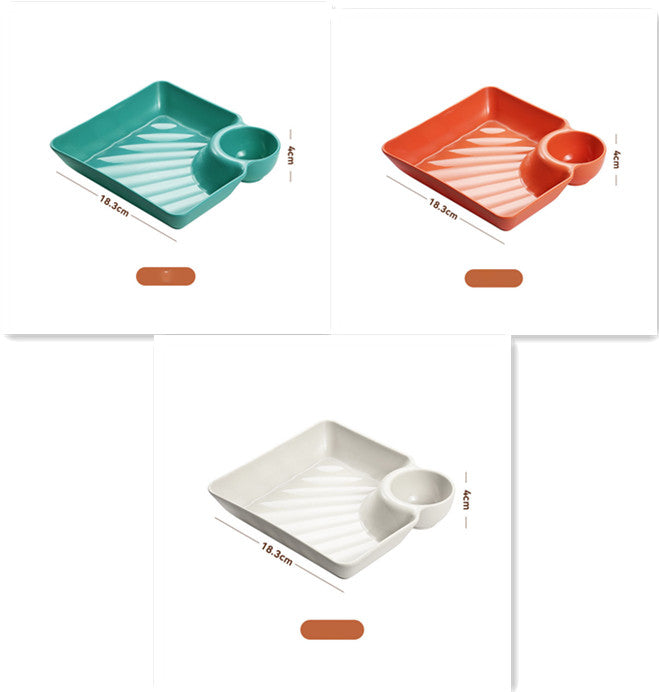 Dumpling Plate With Vinegar Dish Dumpling Plate Dinner Plate Square Plate - Mubimart -  