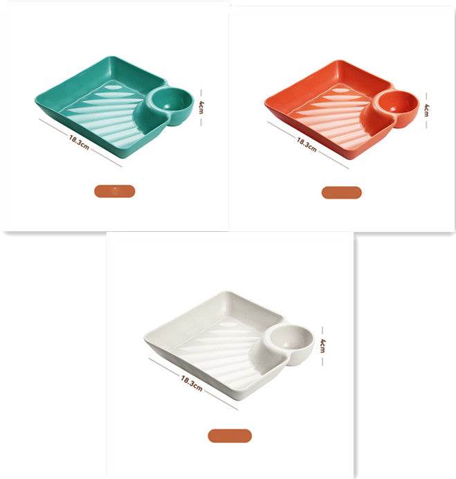 Dumpling Plate With Vinegar Dish Dumpling Plate Dinner Plate Square Plate - Mubimart