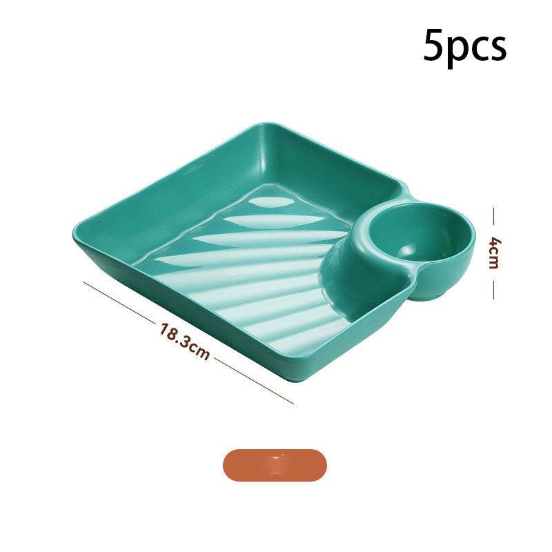 Dumpling Plate With Vinegar Dish Dumpling Plate Dinner Plate Square Plate - Mubimart