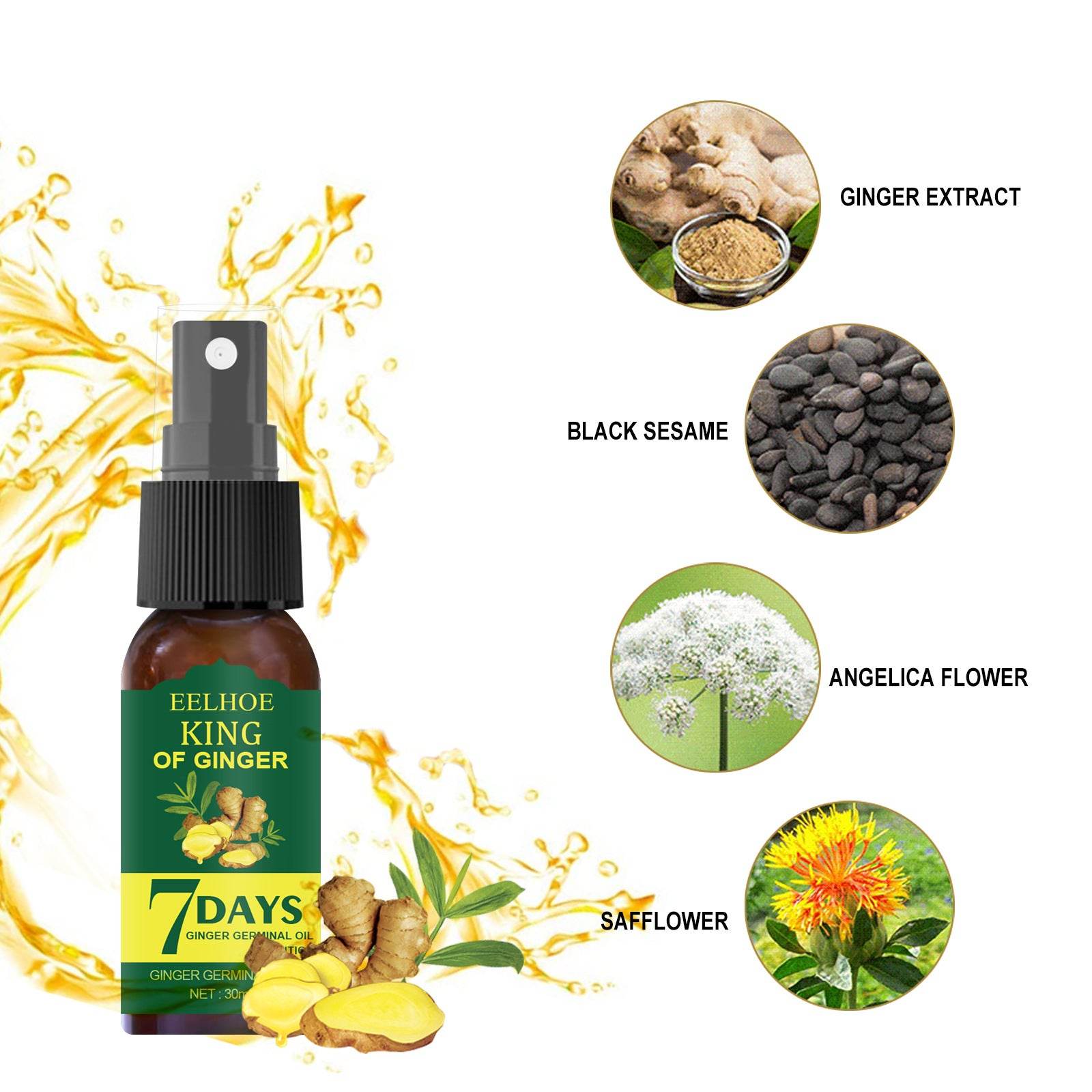 EELHOE Foreign Trade Cross-border Ginger Nutrition Spray Ginger Hair Root Spray Moisturizing Hair Hair Care Spray Spray - Mubimart