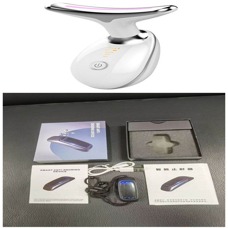 EMS Thermal Neck Lifting And Tighten Massager Electric Microcurrent Wrinkle Remover LED Photon Face Beauty Device For Woman - Mubimart