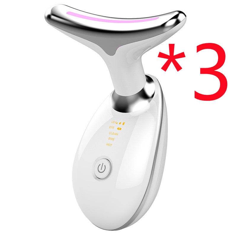 EMS Thermal Neck Lifting And Tighten Massager Electric Microcurrent Wrinkle Remover LED Photon Face Beauty Device For Woman - Mubimart