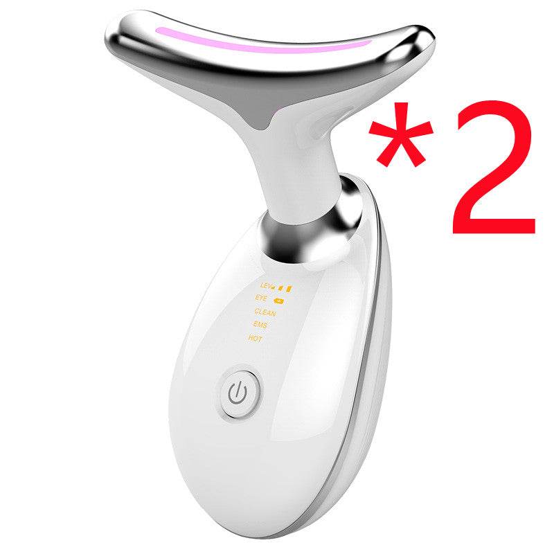 EMS Thermal Neck Lifting And Tighten Massager Electric Microcurrent Wrinkle Remover LED Photon Face Beauty Device For Woman - Mubimart