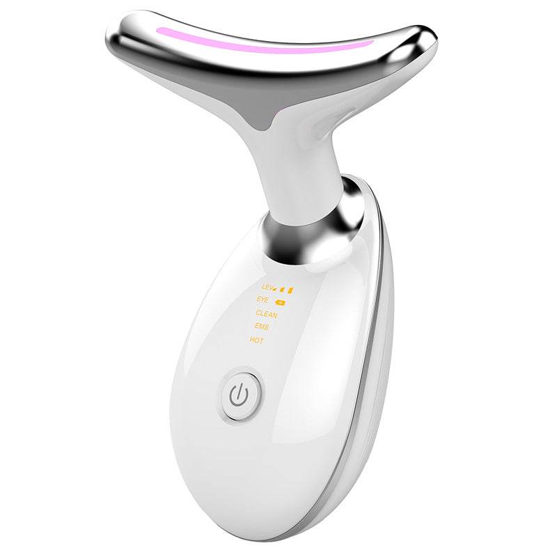 EMS Thermal Neck Lifting And Tighten Massager Electric Microcurrent Wrinkle Remover LED Photon Face Beauty Device For Woman - Mubimart