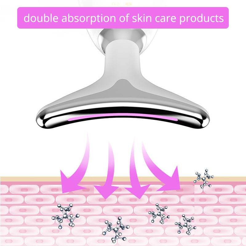 EMS Thermal Neck Lifting And Tighten Massager Electric Microcurrent Wrinkle Remover LED Photon Face Beauty Device For Woman - Mubimart