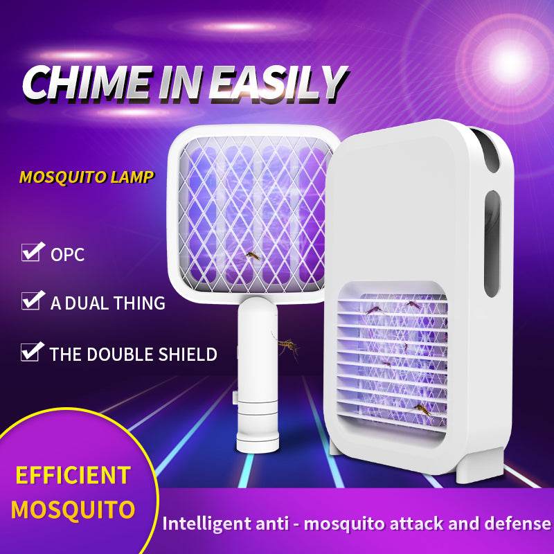 Efficient Photocatalyst Household Mosquito Killer Lamp 2in1 LED Mosquito Racket USB Creative Mosquito Trap Artifact Bug Zapper - Mubimart