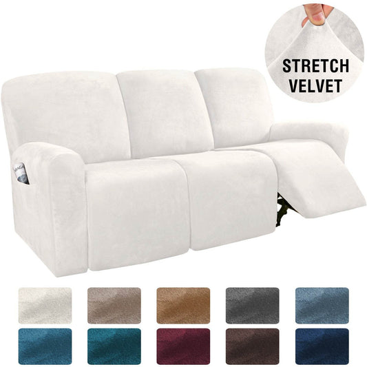 Elastic Full-Inclusive Rocking Chair Cover American Sofa Cover Protective Cover Thick Fabric Three Seat Recliner Cover - Mubimart