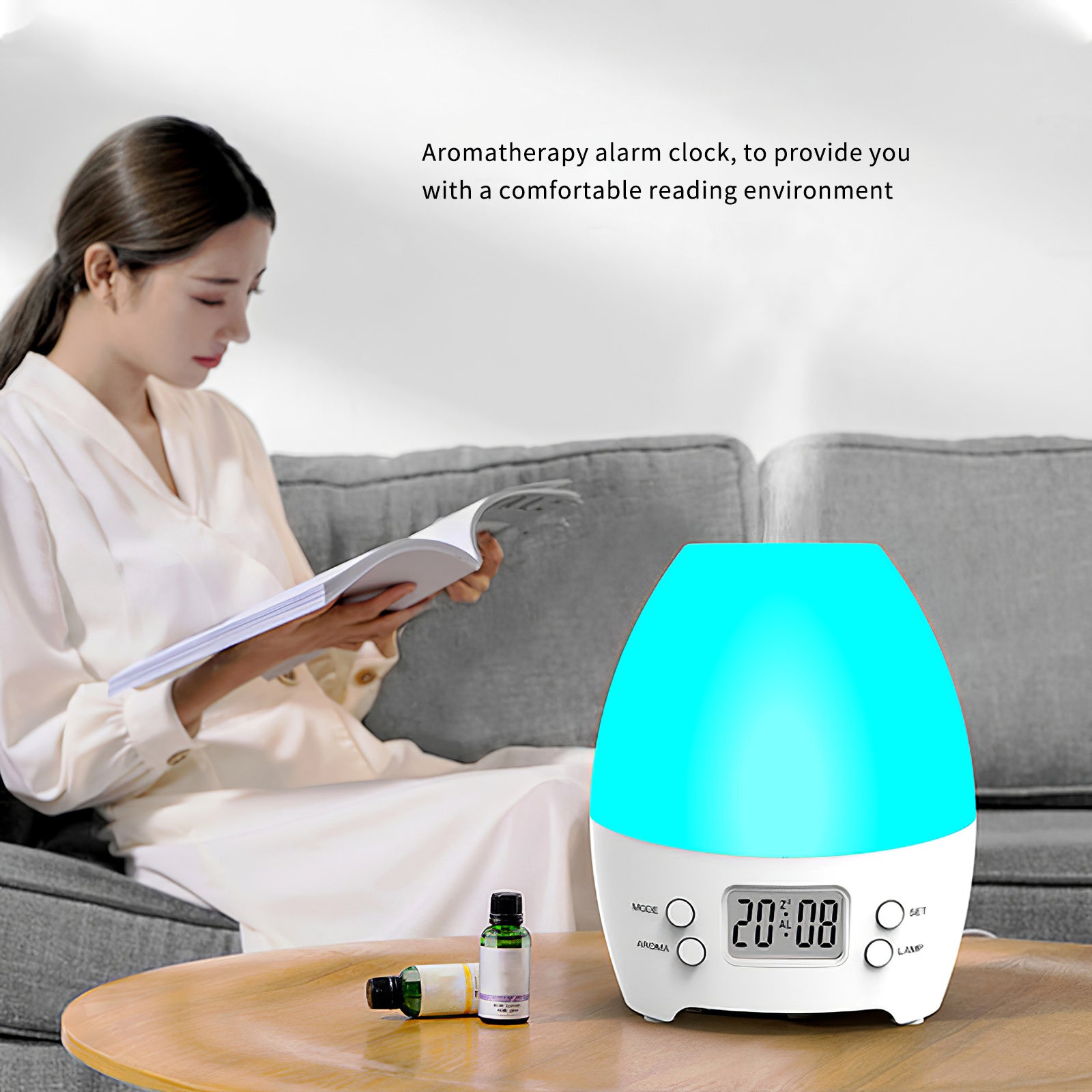 Electric Air Humidifier Aroma Lamp Colorful LED Night Light with Alarm Clock Aroma Diffuser Mist Maker - Mubimart -  