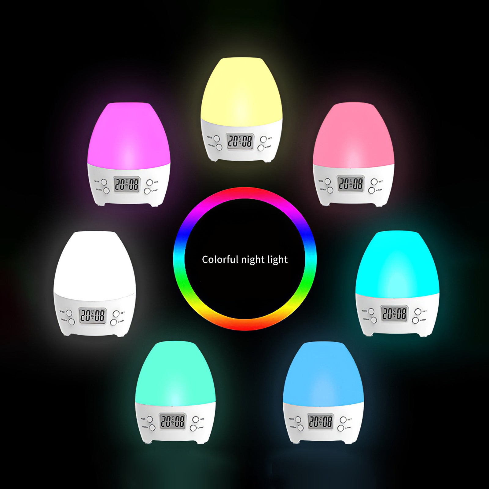 Electric Air Humidifier Aroma Lamp Colorful LED Night Light with Alarm Clock Aroma Diffuser Mist Maker - Mubimart - Mist Humidifiers 