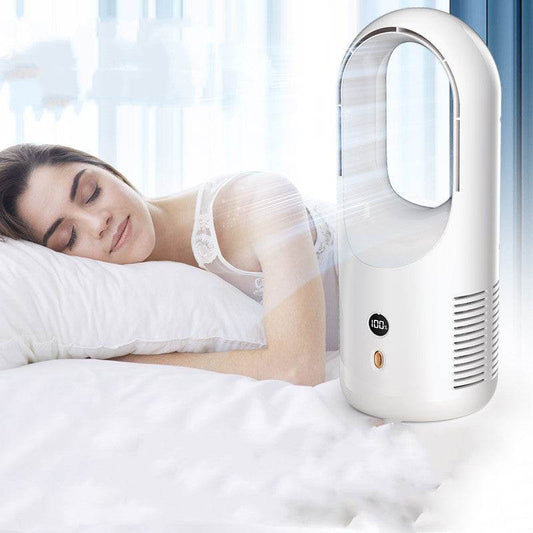 Electric Bladeless Fan Cooler Desktop Portable Usb Rechargable Air Cooling Fan Wireless Led Display Silent 360 Circulation - Mubimart