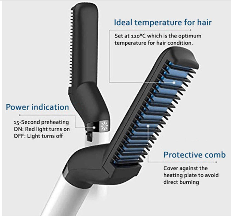 Electric Brush Beard Comb - Mubimart -  