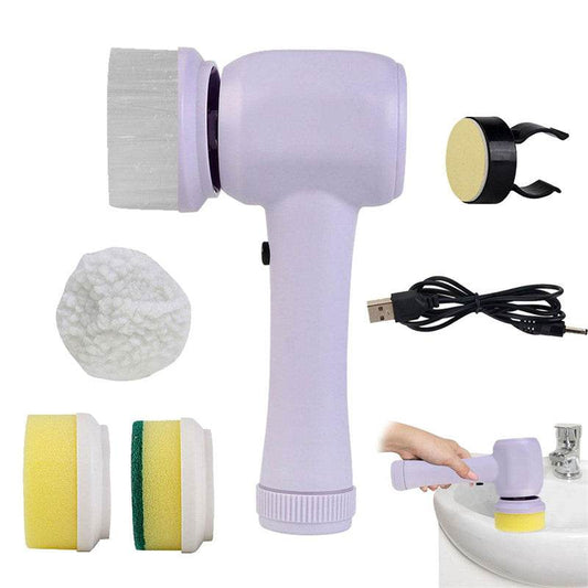 Electric Cleaning Brush 4 In 1 Spinning Scrubber Handheld Electric Cordless Cleaning Brush Portable - Mubimart