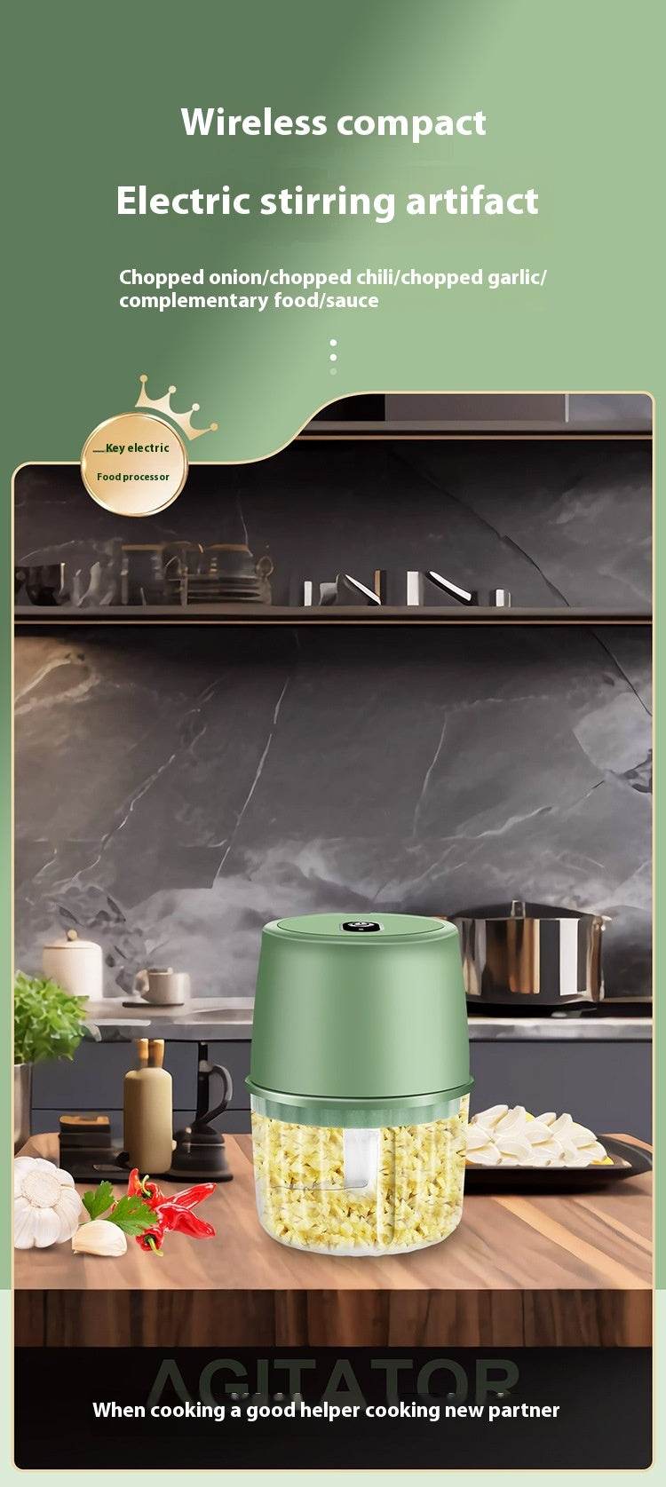 Electric Garlic Press Wireless Mini Complementary Food Mixer - Mubimart
