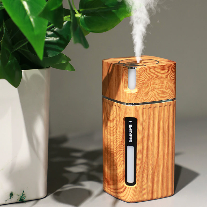 Electric Humidifier Aroma Oil Diffuser Essential Ultrasonic Wood Grain Air Humidifier USB Mini Mist Maker LED Light - Mubimart -  