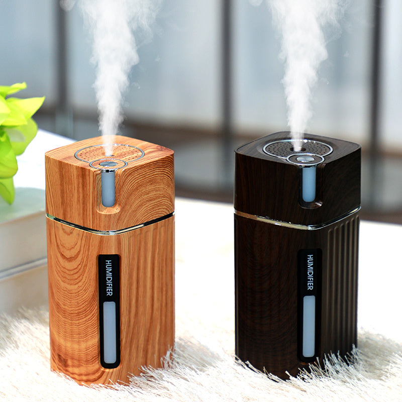 Electric Humidifier Aroma Oil Diffuser Essential Ultrasonic Wood Grain Air Humidifier USB Mini Mist Maker LED Light - Mubimart -  