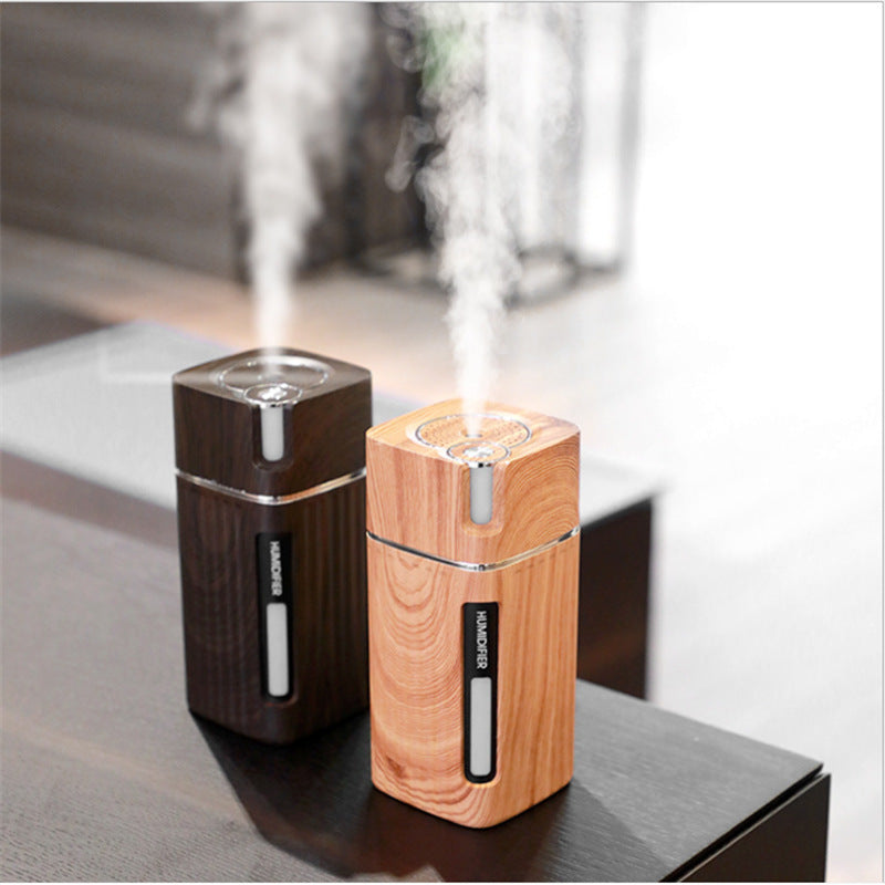 Electric Humidifier Aroma Oil Diffuser Essential Ultrasonic Wood Grain Air Humidifier USB Mini Mist Maker LED Light - Mubimart -  